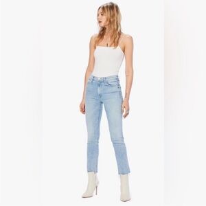 Mother denim midrise dazzler ankle fray jeans in Reading by the pool